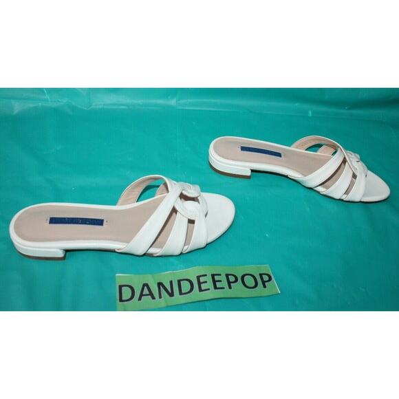 Stuart Weitzman Women's White Cami Sandals Leather Flats Shoes Size 6 CIZW 64218 - Picture 3 of 6